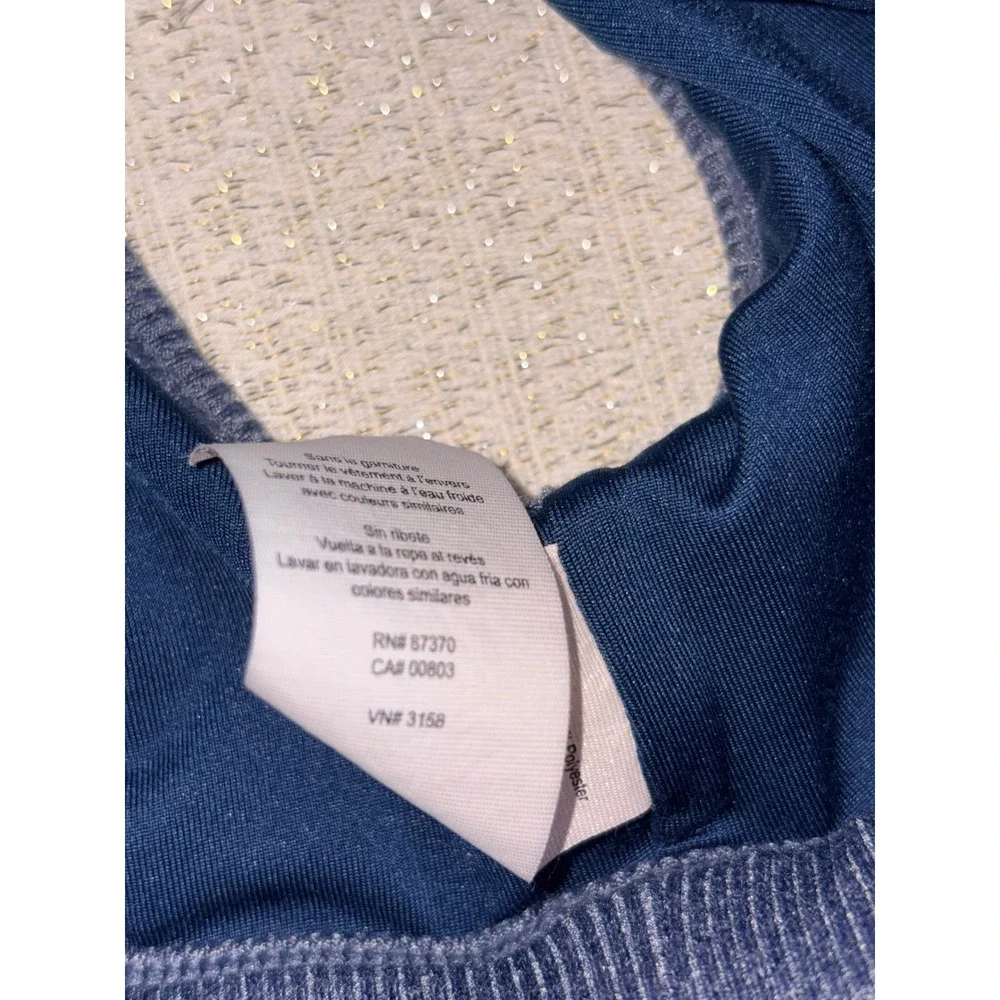 Alo Yoga togetherness Surplice Ribbed Sports Bra Small Blue Wrap Front Racerback